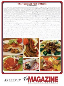 Read The Taste and Feel of Home at santaclaritamagazine.com